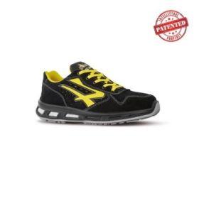 Upower Axel S ESD Calzado de Seguridad Bajos - Talla 47 - Gamuza Perforada, Puntera de Aluminio, Antideslizante, Proteccion S1PS FO SR - Color Negro/Amarillo