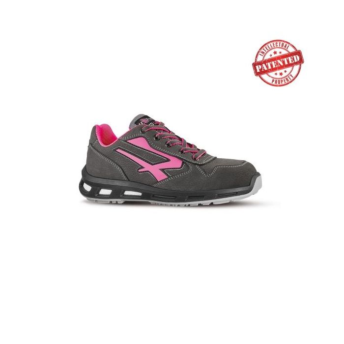 Upower Candy S ESD Calzado de Seguridad Bajos - Talla 36 - Cuero Nubuck Resistente al Agua, Puntera de Aluminio, Suela Antideslizante, Ligeros y Antiarrugas, Proteccion S3S CI FO SR - Color Gris/Rosa