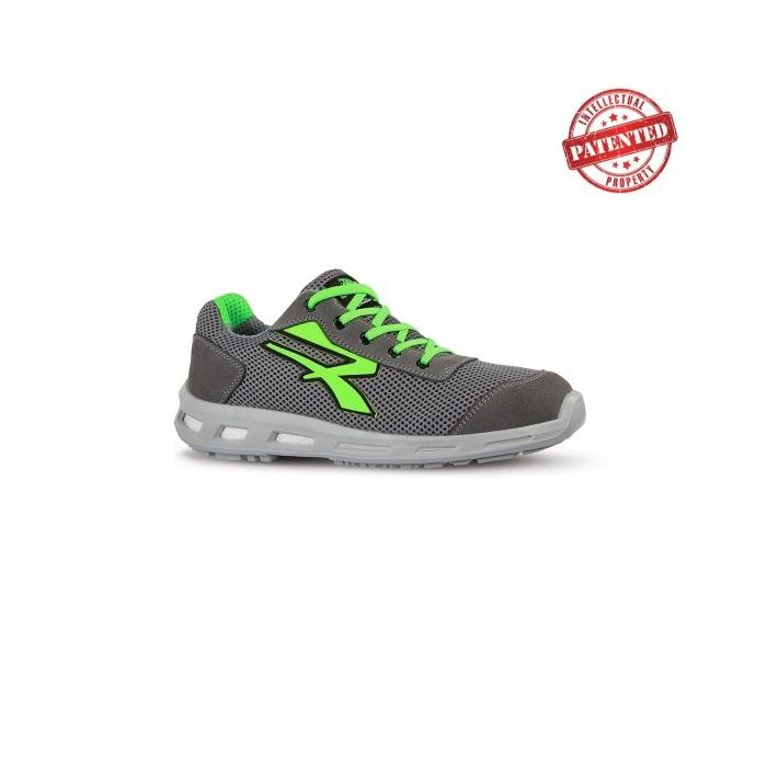Upower Summer S ESD Calzado de Seguridad Bajo - Talla 41 - Puntera AirToe Aluminium, Antipinchazos, Suela Infinergy, Transpirable, Proteccion S1PS FO SR - Color Gris/Verde