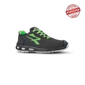 Upower Strong S ESD Calzado de Seguridad - Talla 45 - Puntera AirToe Aluminium, Sistema Antipinchazos, Alta Resistencia a la Abrasion, Suela Infinergy, Proteccion S3S CI FO SR - Color Gris Oscuro/Verde
