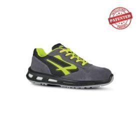 Upower Yellow S ESD Calzado de Seguridad Bajos - Talla 39 - Parte Superior de Nailon Ultraflexible y Gamuza Suave, Puntera de Aluminio, Suela Antideslizante, Proteccion S1PS FO SR - Color Gris/Verde