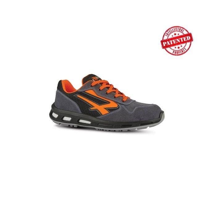 Upower Orange S ESD Calzado de Seguridad Bajos - Talla 42 - Parte Superior de Nailon Ultraflexible y Gamuza Suave, Puntera de Aluminio, Suela Antideslizante, Proteccion S1PS FO SR - Color Gris/Naranja