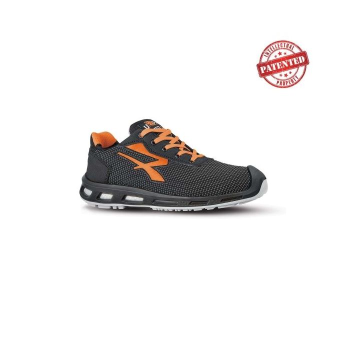 Upower Kindle S ESD Calzado de Seguridad - Talla 45 - Puntera AirToe Aluminium, Antipinchazos, Alta Resistencia a la Abrasion, Suela Infinergy, Proteccion S3S CI FO SR - Color Gris Oscuro/Naranja