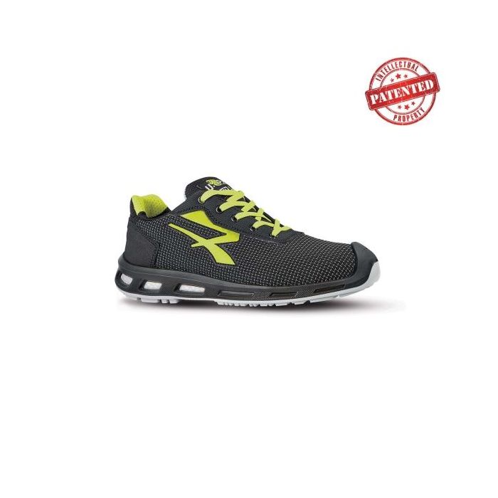 Upower Prime S ESD Calzado de Seguridad - Talla 45 - Puntera AirToe Aluminium, Antipinchazos, Alta Resistencia a la Abrasion, Suela Infinergy, Proteccion S3S CI FO SR - Color Gris Oscuro/Verde