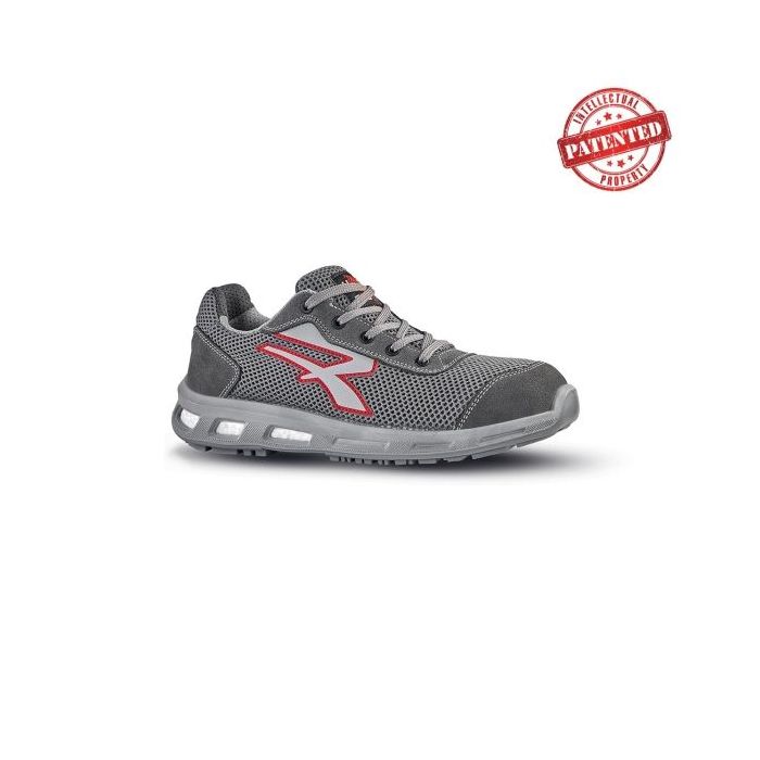 Upower Frequency S ESD Calzado de Seguridad - Talla 44 - Puntera AirToe Composite, Antipinchazos, Parte Superior Airnet Transpirable, Proteccion S1PS FO SR - Color Gris/Rojo