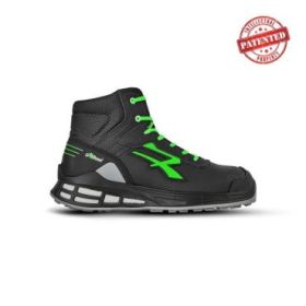 Upower Kent S ESD Calzado de Trabajo de Seguridad - Talla 40 - Microfibra Hidrofuga, Puntera Reforzada, Forro de Piel de Becerro, Retorno de Energia Infinergy, Antiperforacion, Proteccion S3S CI FO SR - Color Negro/Verde