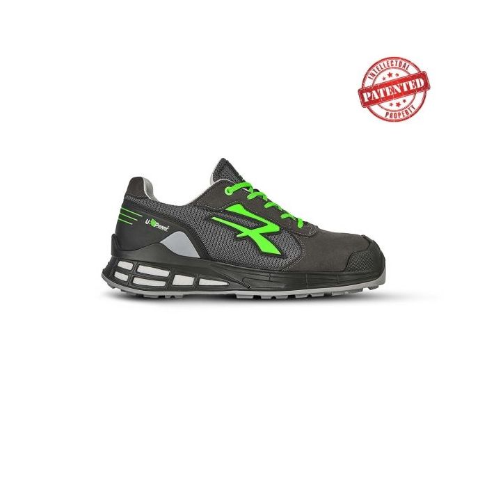 Upower Egon S ESD Calzado de Trabajo de Seguridad - Talla 37 - Empeine Transpirable, Forro de Piel de Becerro, Retorno de Energia Superior, Antideslizante, Proteccion S1PS FO SR - Color Negro/Verde