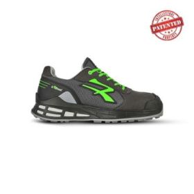 Upower Egon S ESD Calzado de Trabajo de Seguridad - Talla 45 - Empeine Transpirable, Forro de Piel de Becerro, Retorno de Energia Superior, Puntera AirToe, Antideslizante - Color Negro/Verde