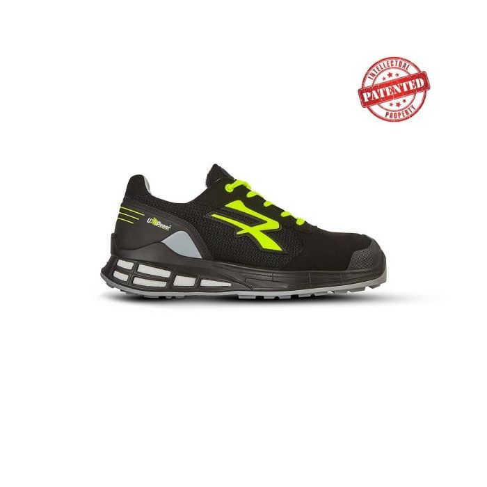 Upower Elvis S ESD Calzado de Seguridad Innovador - Talla 36 - Empeine Transpirable, Puntera Reforzada, Forro de Piel de Becerro, Retorno de Energia, Antideslizante, Antiestatico, Proteccion S1PS FO SR - Color Negro/Verde