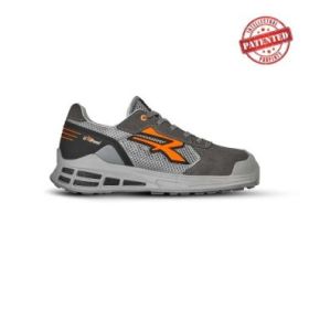 Upower Moki S ESD Calzado de Seguridad Innovador - Talla 43 - Empeine de Malla Ultranspirable, Puntera AirToe Aluminium, Sistema Antiperforacion - Color Gris Claro/Naranja