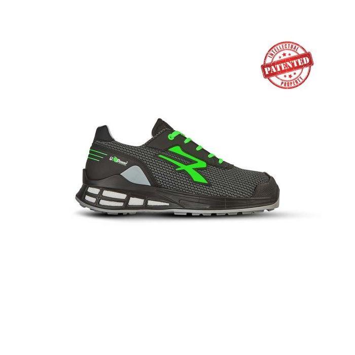 Upower Dakota S ESD Calzado de Seguridad - Talla 41 - Puntera AirToe Aluminium, Sistema Antiperforacion, Proteccion CI Contra el Frio - Color Gris Oscuro/Verde