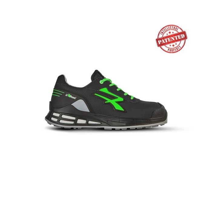 Upower Jago S ESD Calzado de Seguridad con Proteccion Contra el Frio - Talla 44 - Puntera AirToe Aluminium, Sistema Antiperforacion, Plantilla Antibacteriana - Color Negro/Verde