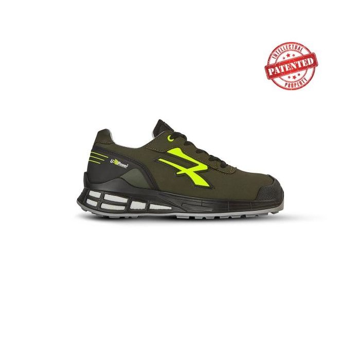 Upower Ermes S ESD Calzado de Seguridad Moderno - Talla 35 - Microfibra Efecto Nobuk Hidrofugo, Puntera AirToe Aluminium, Plantilla Antibacteriana, Sistema Antiperforacion, Proteccion S3S CI FO SR - Color Verde Oliva/Verde
