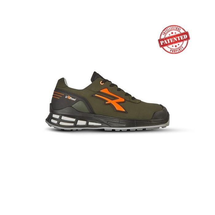 Upower Xeno S ESD Calzado de Trabajo con Seguridad S3S - Talla 42 - Microfibra Hidrofuga, Puntera AirToe Aluminium, Plantilla Antibacteriana, Retorno de Energia Infinergy, Proteccion Contra Frio - Color Verde Oliva/Naranja