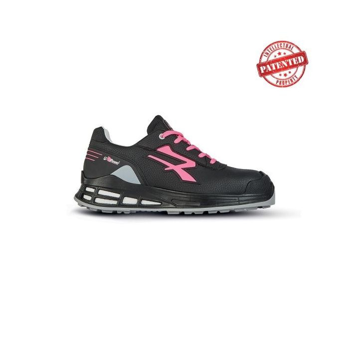 Upower Sylvie S ESD Calzado de Seguridad Femenino - Talla 35 - Microfibra Hidrofuga, Puntera Airtoe Aluminium, Entresuela Infinergy, Antiperforacion Textil, Suela Antideslizante, Proteccion S3S CI FO SR - Color Negro/Rosa