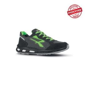 Upower Nate O ESD Calzado de Seguridad Bajos - Talla 39 - Parte Superior de Nailon Ultraflexible y Gamuza Suave, Antiarrugas, Antideslizante, Suela de Poliuretano, Proteccion 01 FO SR - Color Gris/Verde