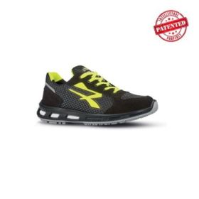 Upower Asher O ESD Calzado de Seguridad Bajos - Talla 39 - Parte Superior de Nailon Ultraflexible y Gamuza Suave, Antiarrugas, Antideslizante, Suela de Poliuretano, Proteccion 01 FO SR - Color Gris/Amarillo