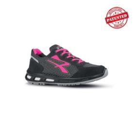 Upower Caeli O ESD Calzado de Seguridad Bajos - Talla 35 - Parte Superior de Nailon Ultraflexible y Gamuza Suave, Antiarrugas, Antideslizante, Suela de Poliuretano, Proteccion 01 FO SR - Color Gris/Rosa
