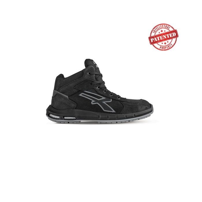 Upower Nek Plus S ESD Calzado de Seguridad Altos - Talla 47 - Cuero Nubuck, Puntera de Aluminio, Hidrofugos, Antiarrugas, Antideslizantes, Suela PU/PU High Rebound, Proteccion S3S CI FO SR - Color Negro