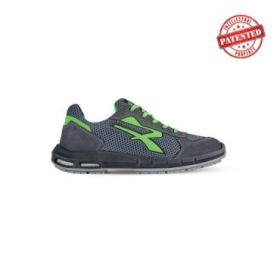 Upower Gemini Plus S ESD Calzado de Seguridad Bajos - Talla 35 - Parte Superior de Nailon Ultraflexible, Puntera de Aluminio, Suela Antideslizante, Proteccion S1PS FO SR - Color Gris/Verde