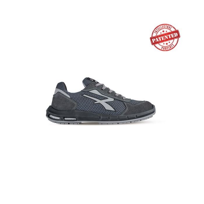 Upower Draco Plus S ESD Calzado de Seguridad Bajos - Talla 42 - Comodidad y Ligereza, Parte Superior de Nailon Ultraflexible y Gamuza Suave, Puntera de Aluminio, Antideslizantes, Proteccion S1PS FO SR - Color Gris