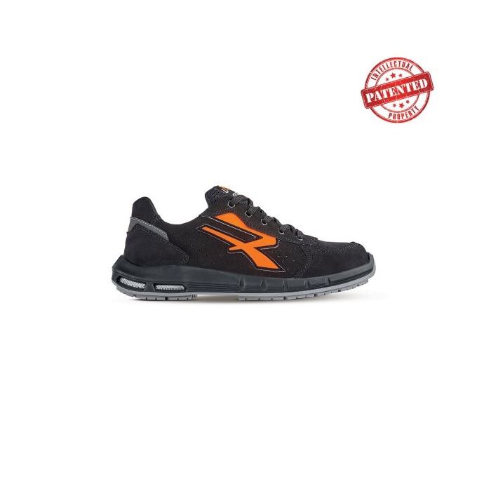 Upower Orion Plus S ESD Calzado de Seguridad Bajos - Talla 40 - Gamuza Perforada, Puntera de Aluminio, Suela Antideslizante, Inserto Anti-Fatiga, Proteccion S1PS FO SR - Color Negro/Naranja