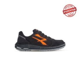 Upower Orion Plus S ESD Calzado de Seguridad Bajos - Talla 46 - Gamuza Perforada, Puntera de Aluminio, Suela Antideslizante, Inserto Anti-Fatiga, Proteccion S1PS FO SR - Color Negro/Naranja