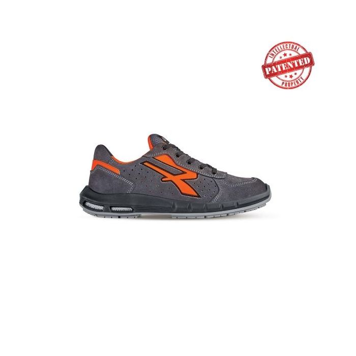 Upower Sirio Plus S ESD Calzado de Seguridad Bajos - Talla 39 - Gamuza Perforada, Puntera de Aluminio, Antideslizante, Suela PU/PU High Rebound, Proteccion S1PS FO SR - Color Gris/Naranja