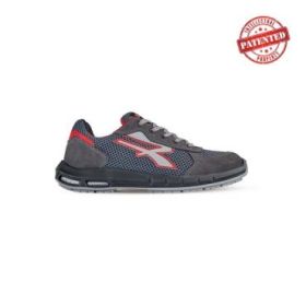 Upower Skat Plus S ESD Calzado de Seguridad Bajos - Talla 39 - Comodidad y Ligereza, Parte Superior de Nailon Ultraflexible, Puntera de Aluminio, Antideslizante, Proteccion S1PS FO SR - Color Gris/Rojo