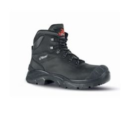 Upower Terranova UK S Calzado de Seguridad Botines - Talla 43 - Empeine en Piel Pull-Up Hidrofugo, Puntal AirToe Composite, Antiperforacion, Antideslizante, Proteccion S3S FO SR - Color Negro