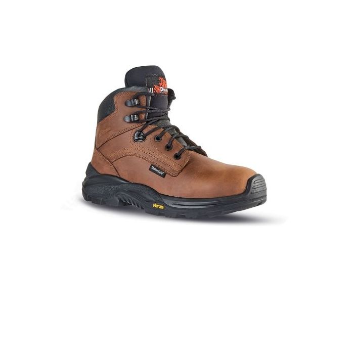 Upower Iron RS S Calzado de Seguridad Botines - Talla 40 - Empeine Piel Pull-Up Hidrofugo, Aislamiento Thinsulate, Puntal AirToe Composite, Suela Antiperforacion Antideslizante - Color Marron