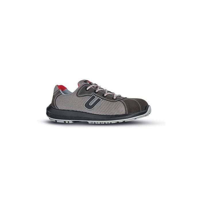 Upower Coal S Calzado de Seguridad Ligeros - Talla 47 - Gamuza Perforada, Transpirables, Puntal AirToe Composite, Antideslizantes, Proteccion S1PS FO SR - Color Gris