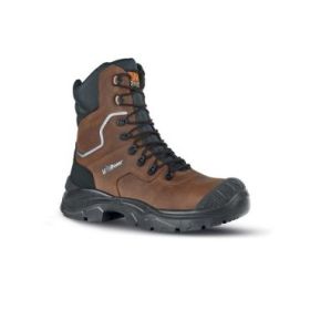 Upower Calgary UK S Calzado de Seguridad Botines - Talla 44 - Empeine Piel Pull-Up Hidrofugo, Toe-Tapa Poliuretano, Mesh Transpirable, AirToe Composite, Antiperforacion, Antideslizante, Suela PU/PU, Proteccion S3S FO SR - Color Marron