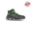 Upower Daryl S ESD Calzado de Seguridad Altos - Talla 38 - Piel Nobuck Hidrorepelente, Puntera de Aluminio, Antideslizantes, Suela PU/PU, Proteccion S3S CI FO SR - Color Gris Oscuro/Verde