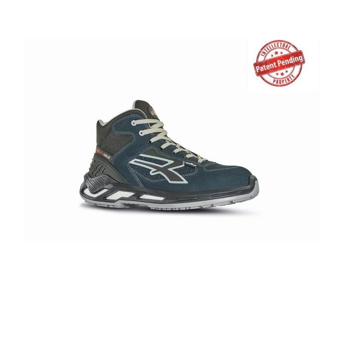 Upower Blaster S ESD Calzado de Seguridad Altos - Talla 42 - Piel Afelpada Perforada, Puntera de Aluminio, Suela Antideslizante, Proteccion S1PS FO SR - Color Azul Marino