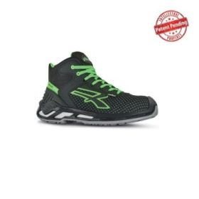 Upower Harry S ESD Calzado de Seguridad Altos - Talla 37 - Resistencia a la Abrasion, Impermeables y Transpirables, Escudo Anti-Impactos, Puntera de Aluminio, Suela Antideslizante, Proteccion S3S CI FO SR - Color Negro/Verde