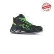 Upower Harry S ESD Calzado de Seguridad Altos - Talla 40 - Resistencia a la Abrasion, Impermeables y Transpirables, Escudo Anti-Impactos, Puntera de Aluminio, Suela Antideslizante, Proteccion S3S CI FO SR - Color Negro/Verde