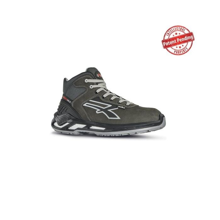 Upower Strike S ESD Calzado de Seguridad Altos - Talla 37 - Piel Nobuck Hidrorepelente, Puntera de Aluminio, Anti-Impactos, Antideslizante, Proteccion S3S CI FO SR - Color Gris Oscuro