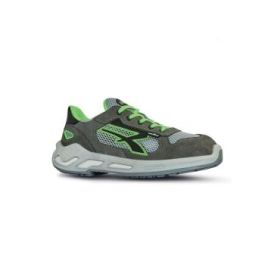 Upower Specter S ESD Calzado de Seguridad Bajos - Talla 42 - Parte Superior Airnet Ultraflexible, Puntera de Aluminio, Suela Antideslizante, Proteccion S1PS FO SR - Color Gris/Verde