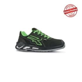 Upower Milo S ESD Calzado de Seguridad Bajos - Talla 37 - Puntera de Aluminio, Hidrorepelente, Transpirable, Antideslizante, Escudo Anti-Impactos, Proteccion S3S CI FO SR - Color Negro/Verde