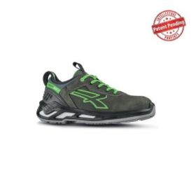 Upower Naos S ESD Calzado de Seguridad Bajos - Talla 46 - Piel Nobuck Hidrorepelente, Collarin Lycra, Escudo Anti-Impactos, Puntera Aluminio, Antideslizante, Proteccion S3S CI FO SR - Color Gris Oscuro/Verde