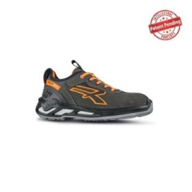 Upower Duke S ESD Calzado de Seguridad Bajos - Talla 43 - Piel Nobuck Hidrorepelente, Puntera Aluminio, Suela Antideslizante PU, Escudo Anti-Impactos, Proteccion S3S CI FO SR - Color Gris Oscuro/Naranja