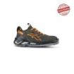 Upower Duke S ESD Calzado de Seguridad Bajos - Talla 43 - Piel Nobuck Hidrorepelente, Puntera Aluminio, Suela Antideslizante PU, Escudo Anti-Impactos, Proteccion S3S CI FO SR - Color Gris Oscuro/Naranja