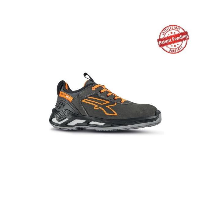 Upower Duke S ESD Calzado de Seguridad Bajos - Talla 47 - Piel Nobuck Hidrorepelente, Puntera de Aluminio, Suela Antideslizante, Proteccion S3S CI FO SR - Color Gris Oscuro/Naranja