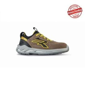 Upower Curry S ESD Calzado de Seguridad Bajos - Talla 37 - Piel Afelpada Perforada, Puntera de Aluminio, Suela Antideslizante, Proteccion S1PS FO SR - Color Beige/Amarillo