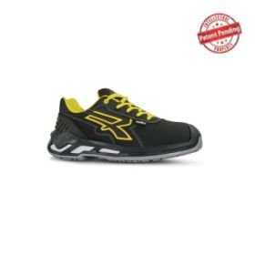 Upower Krug S ESD Calzado de Seguridad Bajos - Talla 39 - Proteccion Avanzada S3S CI FO SR, Puntera de Aluminio, Parte Superior Hidrorepelente, Suela Antideslizante, Escudo Anti-Impactos - Color Negro/Amarillo