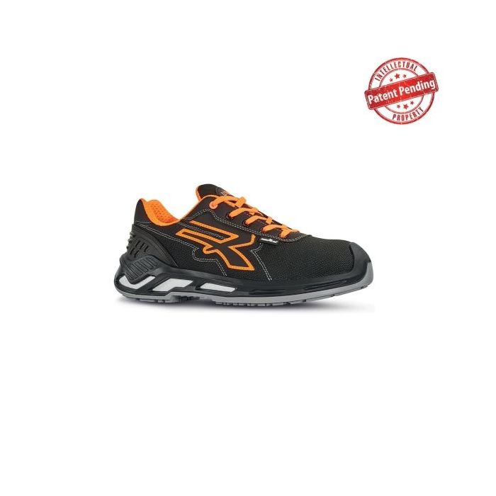Upower Project S ESD Calzado de Seguridad Bajos - Talla 39 - Hidrorepelente, Escudo Anti-Impactos, Puntera de Aluminio, Suela Antideslizante, Proteccion S3S CI FO SR - Color Negro/Naranja