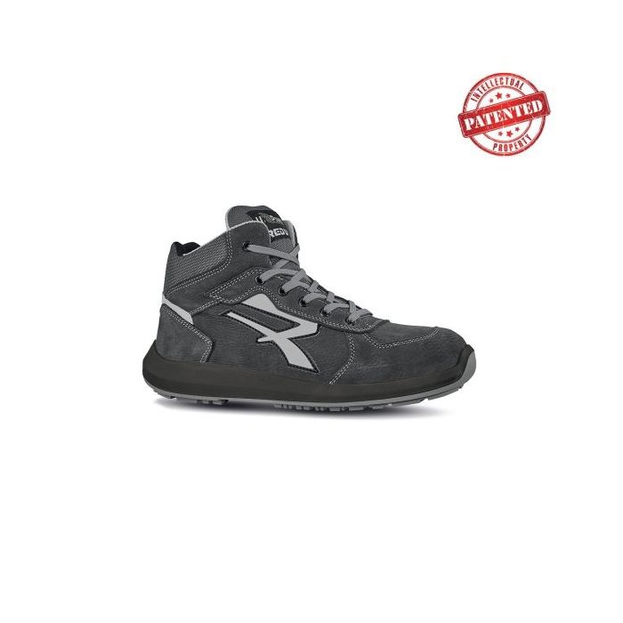 Upower Merak S ESD Calzado de Seguridad Altos - Talla 47 - Cuero Nubuck Resistente al Agua, Puntera de Aluminio, Suela PU/PU High Rebound, Antiarrugas, Hidrofugos, Antideslizantes, Proteccion S3S CI FO SR - Color Gris Oscuro