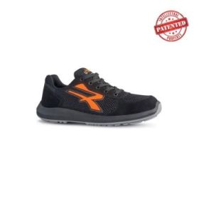 Upower Atos S ESD Calzado de Seguridad Bajos - Talla 45 - Puntera de Aluminio, Suela Antideslizante, Nailon Ultraflexible, Gamuza Suave, Proteccion S1PS FO SR - Color Negro/Naranja