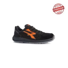 Upower Orion S ESD Calzado de Seguridad Bajos - Talla 39 - Gamuza Perforada, Puntera de Aluminio, Antideslizante, Antiarrugas, Suela PU/PU High Rebound, Proteccion S1PS FO SR - Color Negro/Naranja